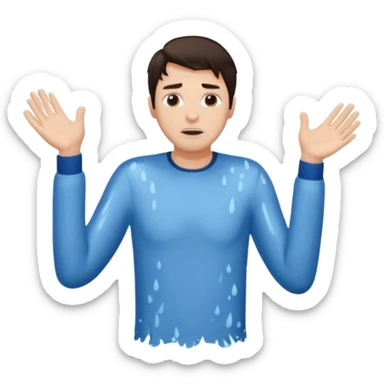 clothed brunette Man drowning with more water and splashes  sticker