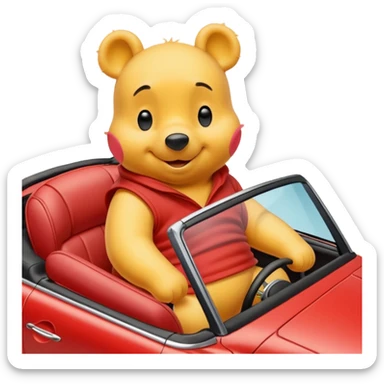 Winne the Pooh riding a car sticker