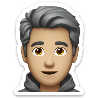 A guy with dark short hair and dark eyes in a gray Audi car sticker