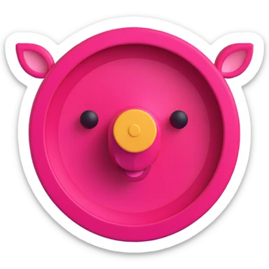 pink bullseye, 3D style, playful and rounded, toy-like sticker