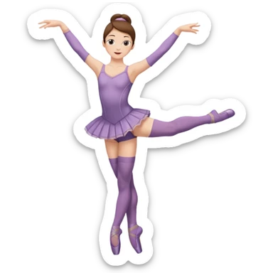 Ballet dancer in over the knee socks, leotard and long brown hair sticker