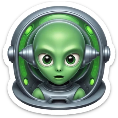 Make a alien in a nave  sticker