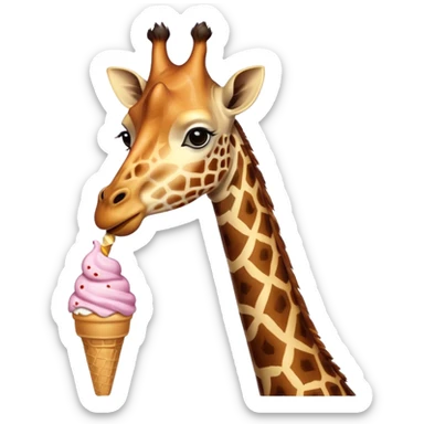 A giraffe eating an ice cream sticker