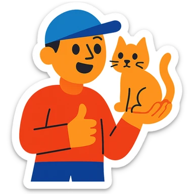 A person keeping a pet sticker