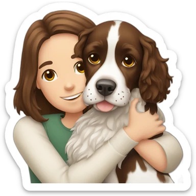 Springer spaniel with man and girl hug sticker