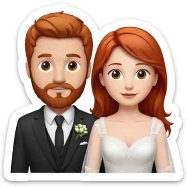 Red hair bride and brown hair groom with beard sticker