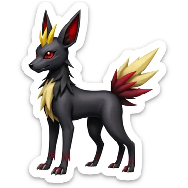 Skeletal Skinny Shiny Iridescent Dark Gloomy Edgy Gothic Cool Badass Jolteon-Houndoom-Manectric-fusion sticker