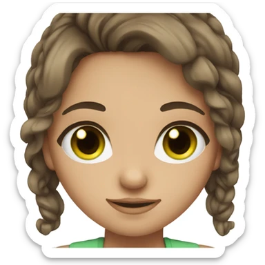 pretty girl with brown hair and green eyes sticker