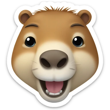 set of emoji with kapibara in diferent moods: happy, serious, sad sticker