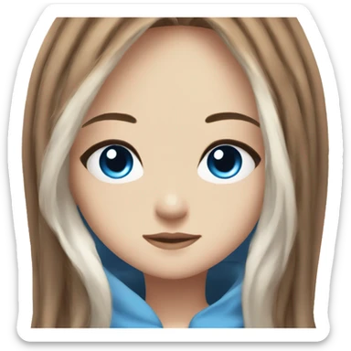 Beautiful anime girl with more white streaks in brown hair and blue eyes sticker