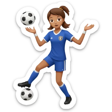Can you make a girl with brown hair that is wearing a soccer uniform that is juggling a soccer ball sticker