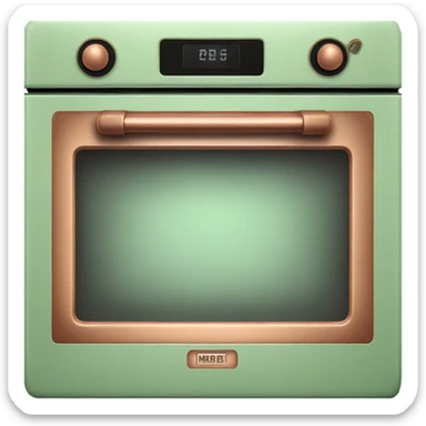 Realistic pastel green and metallic copper vintage oven. sticker