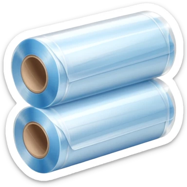 plastic wrap roll, transparent, glossy, loose layers, light-catching, thin, stretchable, cardboard core, clear, soft highlights, ripple texture, no box, dispenser, extra, or faces, clean 3D, soft shadows, transparent background, emoji scale sticker