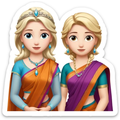 Elsa and Anna Arendelle meets with goddess BharatMata sticker