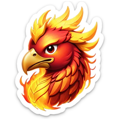 Cinematic Battle-Hardened Mystical Fire Phoenix Portrait Emoji, head tilted dramatically with a defiant, almost mocking smirk. Featuring a striking, rugged form with intensely scarred, flame-scorched feathers and eyes that burn with warrior-like fury, this phoenix embodies unapologetic badassery. Rendered with vibrant, lifelike textures and dynamic, contrasting shadows, high shine, and a bold soft glowing outline, it captures the essence of a phoenix ready to rise and scorch any challenge with battle-hardened might. sticker