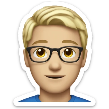 Blonde teen boy with medium short hair and middle Part,blue eyes, round Glasses sticker