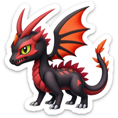 Colorful Cool Badass  Meloetta-Litten-Noivern-Salandit-Guilmon-Darkrai-Pokémon-Fakémon-fusion-hybrid-creature sticker