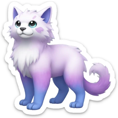 Cute cool white blue purple pink animal hybrid Fakemon full body sticker