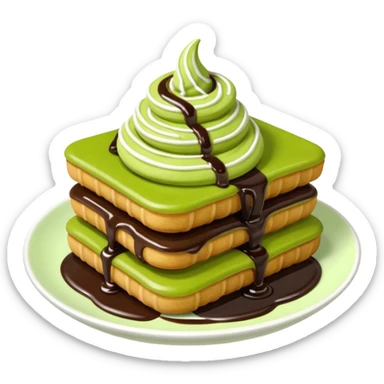 mini churros with chocolate and matcha topping sauce sticker