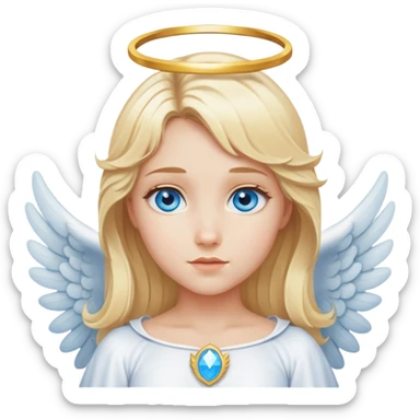 Uma menina loira de olhos azuis vestida de anjo sticker
