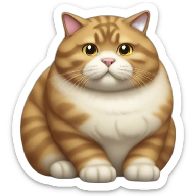 huge fat obese fluffy cat sticker