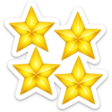 three glowing four-angled yellow stars - two big and one smaller sticker