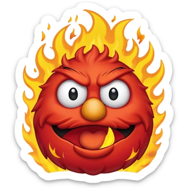 Elmo angry surrounded by fire sticker