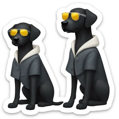 Black lab wear a coat and sunglasses sticker
