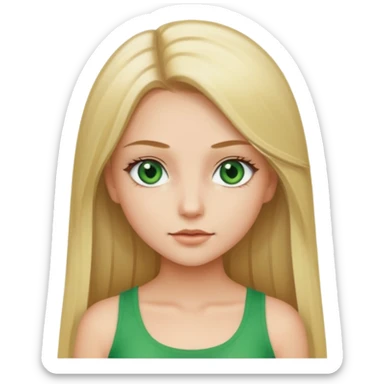Pretty girl with long straight blonde hair, green eyes and white crop top sticker