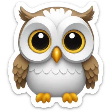 Owl wearing white earbuds sticker