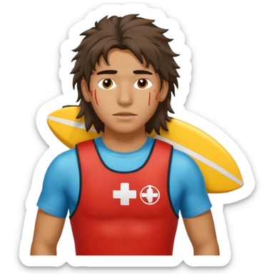 Lifeguard Native American Teenager with messy hair rescuing someone sticker