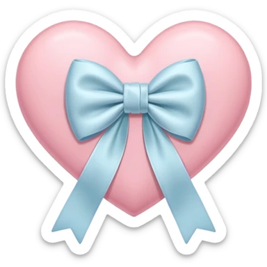 Pastel pink heart with white bow Tied sticker