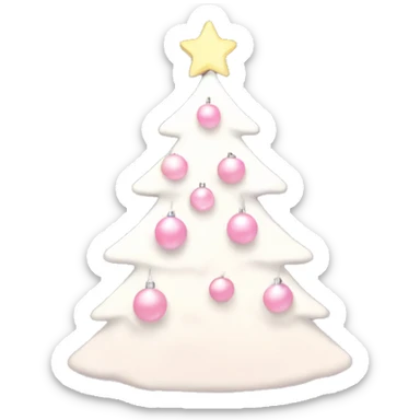 White Christmas tree with baby pink ornaments and lights sticker