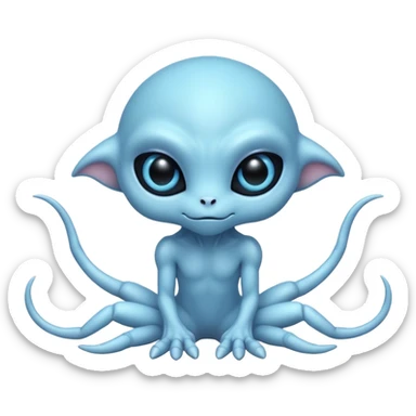 full body cute humanoid peacefull alien furry with 6 legs and eye stalks sticker