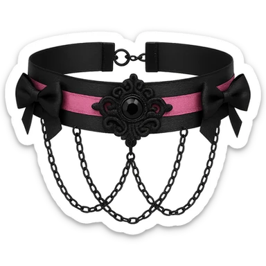 BLACKPINK-inspired gothic choker , no hearts, black and pink, cute, remove background sticker