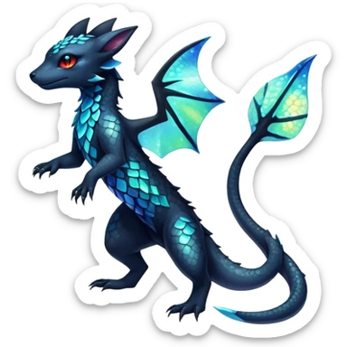 Colorful Iridescent Exotic Salandit-Aurorus-Amaura-Umbreon-Fakémon-hybrid-creature (full body)  sticker