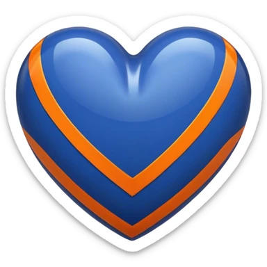 Glossy dark blue heart with straight orange athletic stripes going down the side sticker