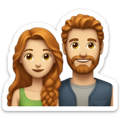Brown-hair Bearded man and long haired ginger girlfriend  sticker