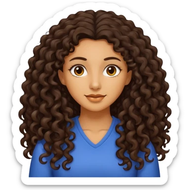 Mujer piel canela y pelo rizado largo oscuro  sticker