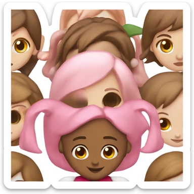  Girl Christmas elf pink short brown bob sticker