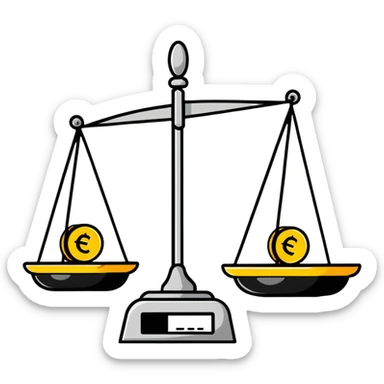 balance scale with euro symbols on the plates sticker