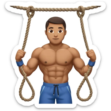 man doing ropes in a crossfit training sticker
