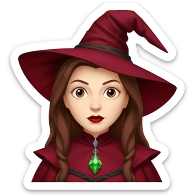 Wicked Witch of the East from The Wizard of Oz with light skin, long brown hair, dark red outfit sticker