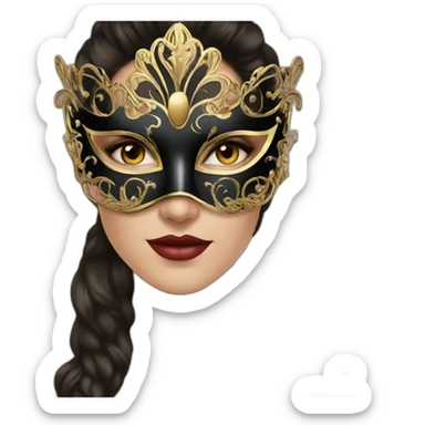 Masquerade beautiful brunette in a mask sticker