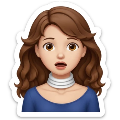 A girl with wavy hair chocking her neck sticker