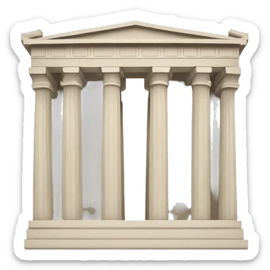 Greek parthenon bank emoji Logo, with exactly two pillars, minimalist sticker