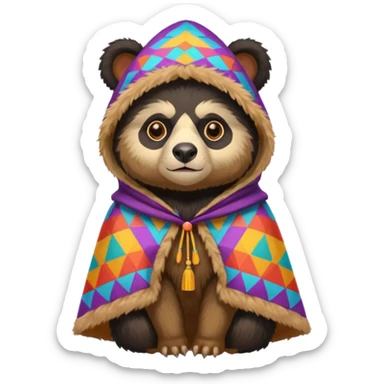 Spectacled bear with a chullo and poncho sticker