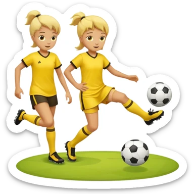 kids play soccer in yellow dress, yellow shrits, yellgow socks sticker