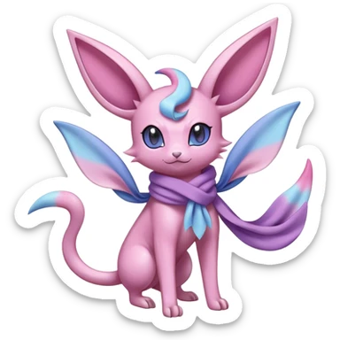 Shiny Cool Sparkly Cute Espeon-Sylveon-Nidorino-Fakemon-hybrid-fusion with a scarf full body sticker