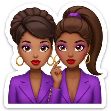 Boujy baddie best friends gossiping, trendy heavy makeup sticker